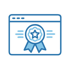 Website certification badge icon for online quality assurance and success