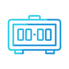 Blue Digital Clock on Black Background, Flat Illustration, Vector Graphic