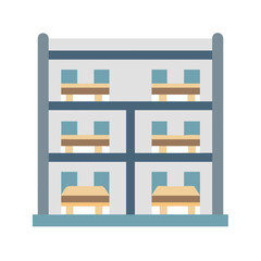 Isometric Apartment Building Illustration with Windows and Interior Design Elements