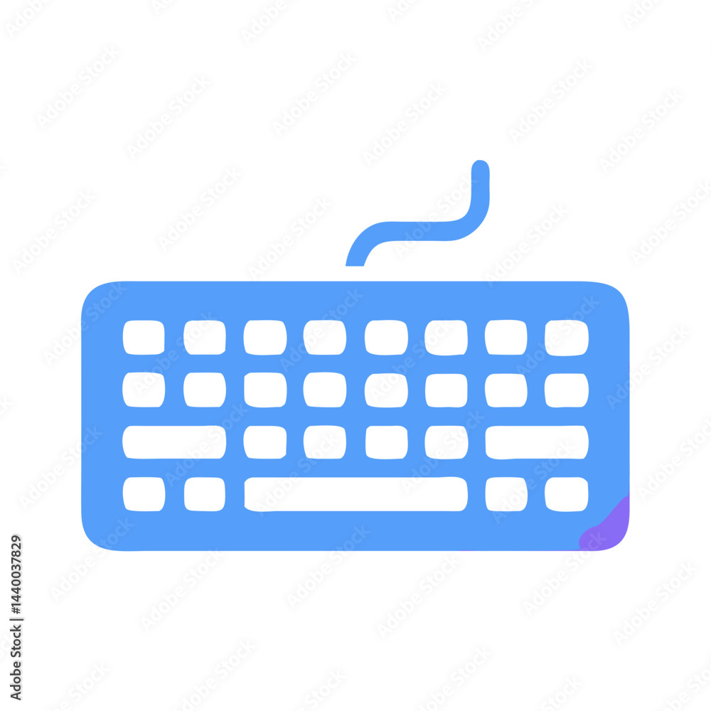 Poster blue keyboard icon illustration: computer input device for technology concepts
