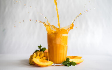 Refreshing Orange Juice Splash - Fresh Citrus Drink with Mint and Orange Slices
