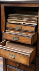 Obraz premium Vintage Wooden Filing Cabinet