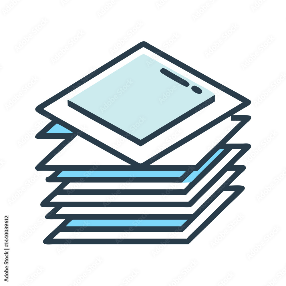 Poster Stacked Layers Icon, Abstract Design Element with Isolated Black Background