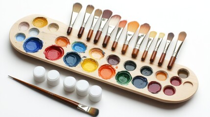 Colorful Palette with Brushes and Paints for Artistic Creativity