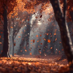 Autumn Forest Path Falling Leaves Scenic Nature Landscape, autumn, forest, path, leaves, falling, scenic, nature, landscape, trees, colorful