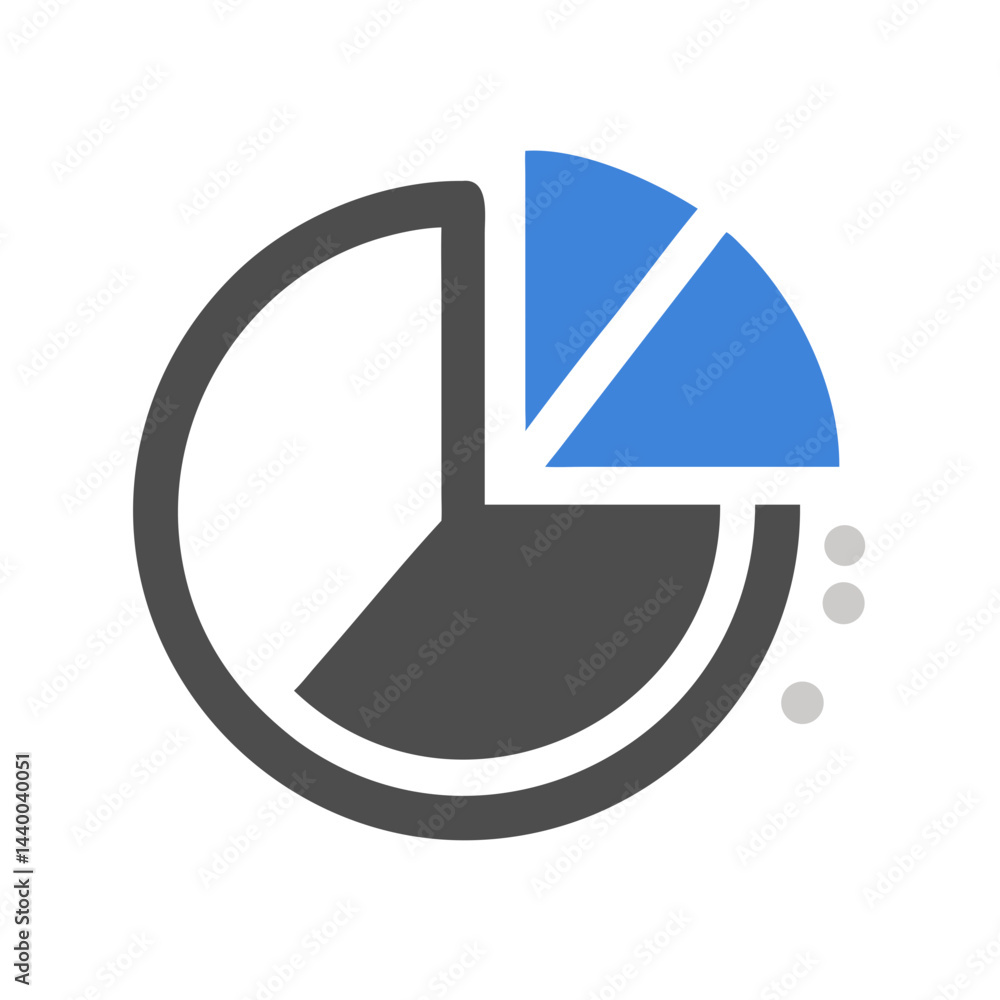 Poster pie chart icon illustration for data visualization on black background