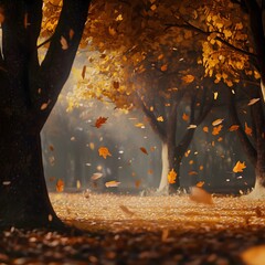 Autumn Forest Path Falling Leaves Scenic Nature Landscape, autumn, forest, path, leaves, falling, scenic, nature, landscape, trees, colorful