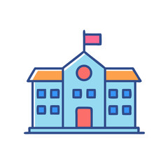 Cartoon Building Vector Illustration: School, Government, or Educational Institution on Black