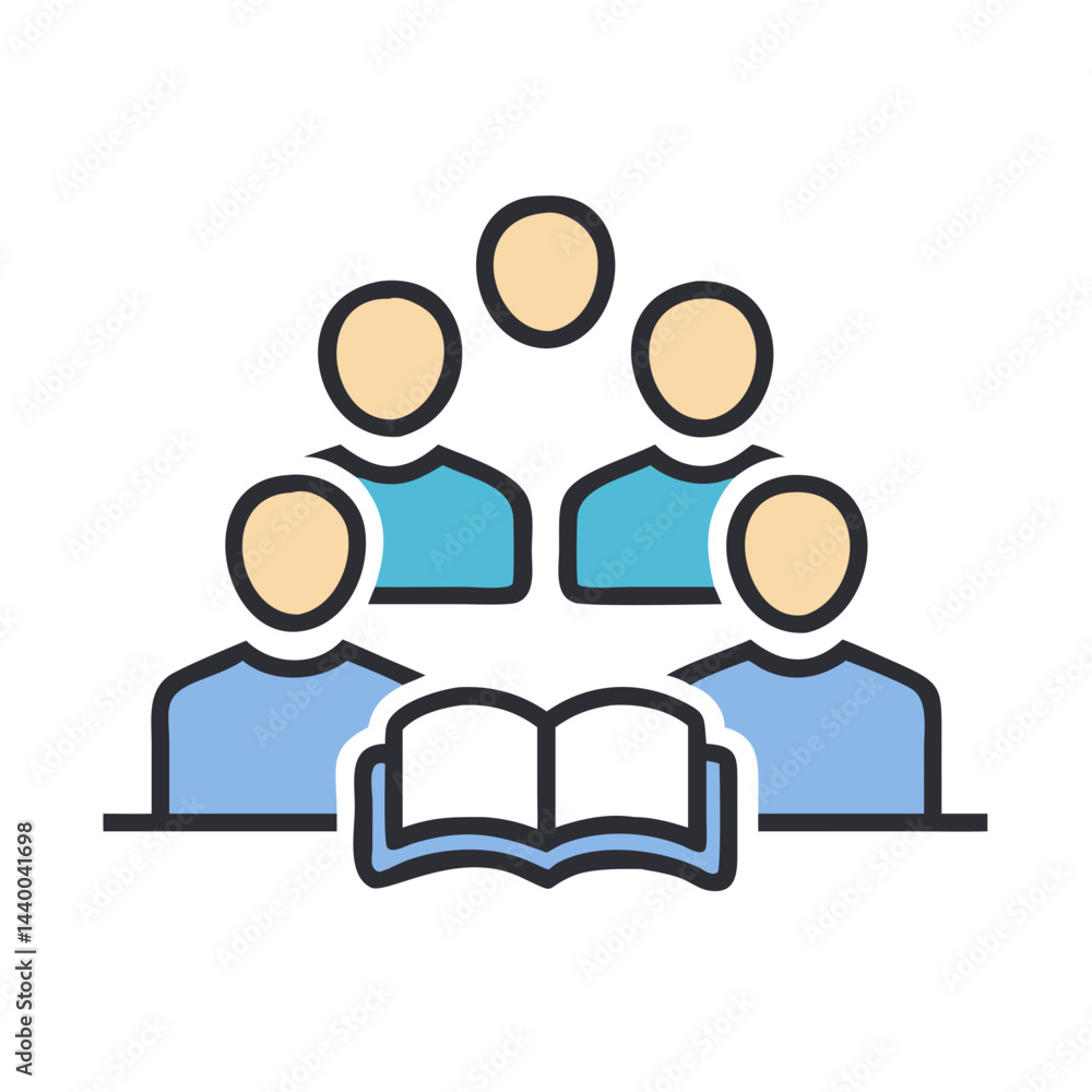 Poster students studying with clock timer icon for time management and learning