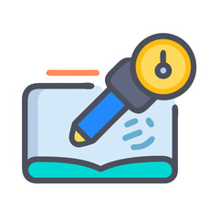 Pen with notebook icon, writing, studying, and knowledge concept art