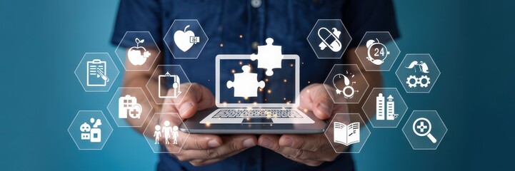 Holistic health solutions displayed on a digital device.