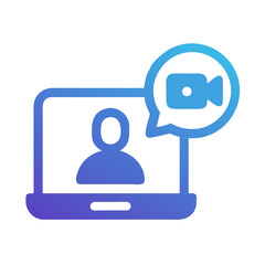 Gradient Video Call Icon on Laptop: Online Communication Symbol