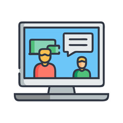 Online Video Conference Icon: Meeting, Chat, Collaboration, Virtual Communication