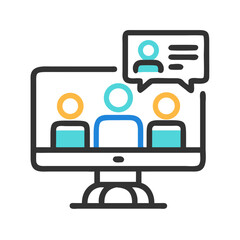 Online Meeting Vector Icon Illustration on Black Background for Stock Platforms