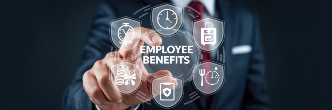 Employee benefits overview displayed on a digital interface.