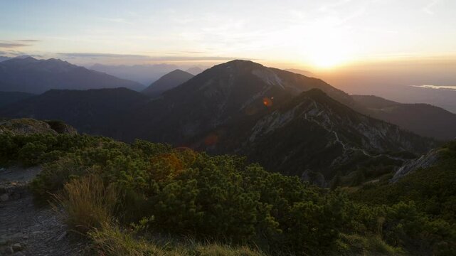 Sunset at mountain Heimgarten in the Bavarian Alps, Germany, HD