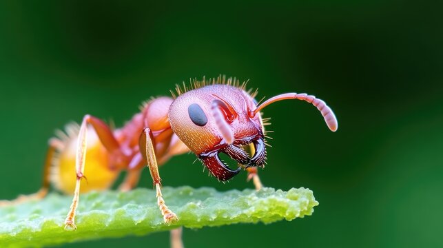 Close-up of an ant on a leaf