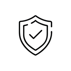 shield with checkmark protection on white background for web and graphic design