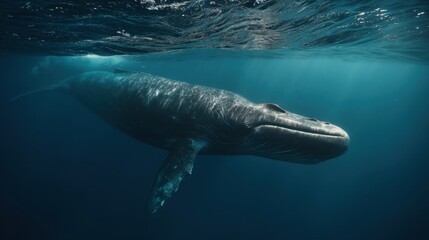 Naklejka premium Humpback Whale Gliding Underwater