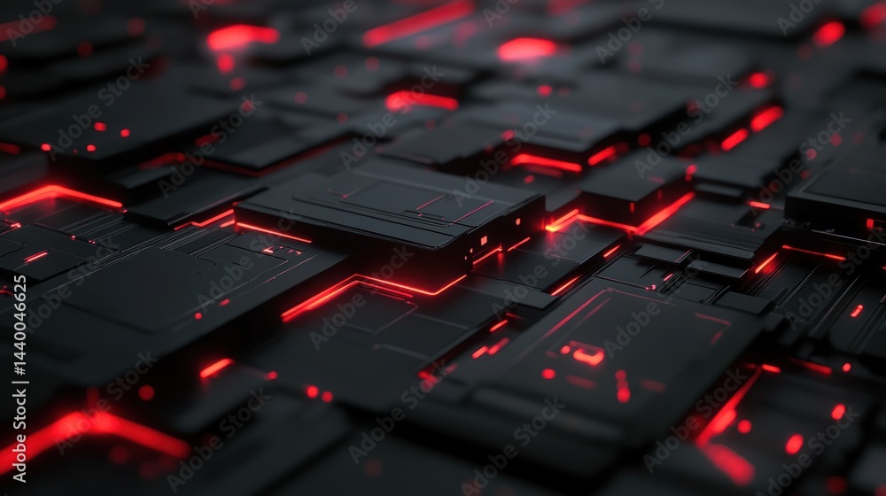 Poster abstract red circuit board texture, tech background