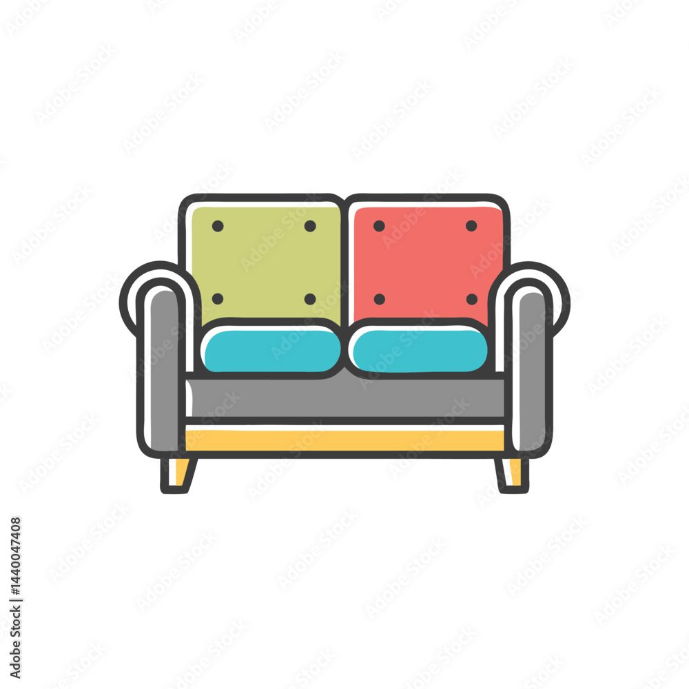 Poster sofa on white background for web and graphic design