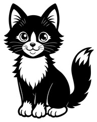 black and white cat vector