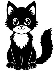 black and white cat vector
