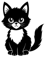black and white cat vector