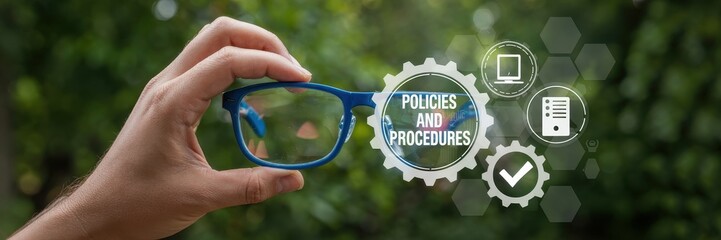 Policies and procedures viewed through eyeglasses.
