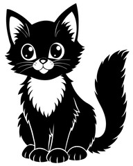 black and white cat vector