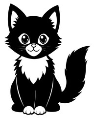 black and white cat vector