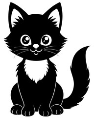 black and white cat vector