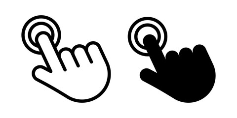 Obraz premium Vector isolated Hand Cursor icon set in black outline and fill