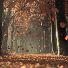 Autumn Forest Path Falling Leaves Scenic Nature Landscape, autumn, forest, path, leaves, falling, scenic, nature, landscape, trees, colorful