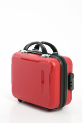 red suitcase on white background