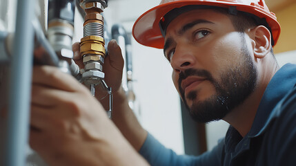Industrial Worker Inspecting Machinery
