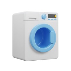 3D White and Blue Washing Machine