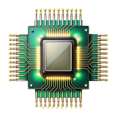 Abstract Digital Microchip Illustration of Futuristic Technology Isolated on White Background  
