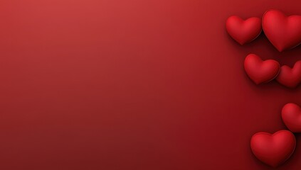 Red hearts on a deep red background