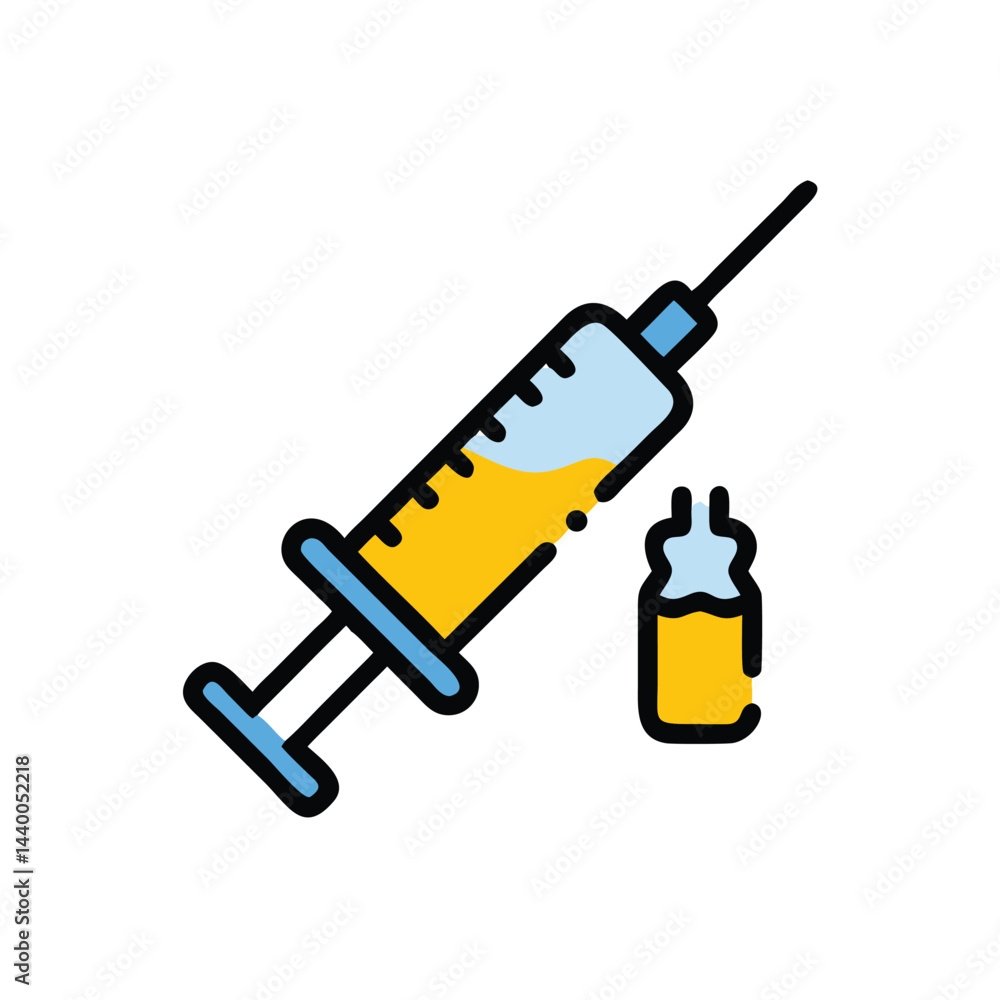 Poster syringe injection on white background for web and graphic design