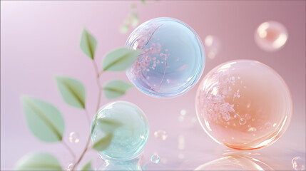 Three Floating Bubbles in an Elegant S-Shaped Composition