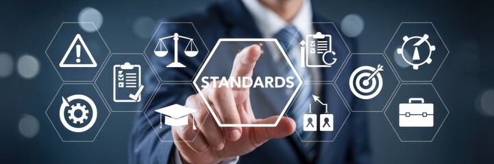 Businessperson selecting quality standards.