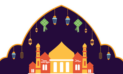 Obraz premium Hanging Lanterns And Ketupat Decoration Arch Frame