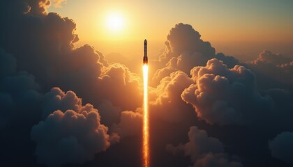Fototapeta premium Mid air shot of Space Exploration Private Spaceflight Launch