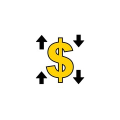 Obraz premium 3D dollar icon with four black arrows
