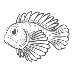 Dwarf Fuzzy Lionfish Outline Cartoon Illustration