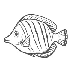 Sailfin Tang Fish Line Art Illustration