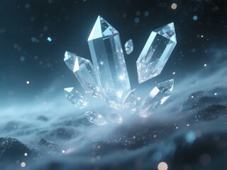 Luminous Crystals Emitting Light in a Starry Night