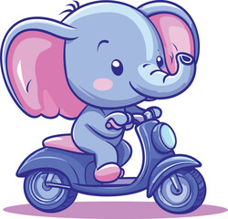 Obraz premium elephant on the scooter Cartoon Vector