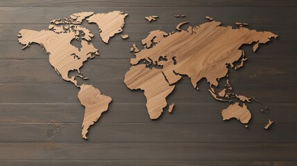 Wooden World Map on Gray Wood Background world map wood wooden gray background texture earth travel